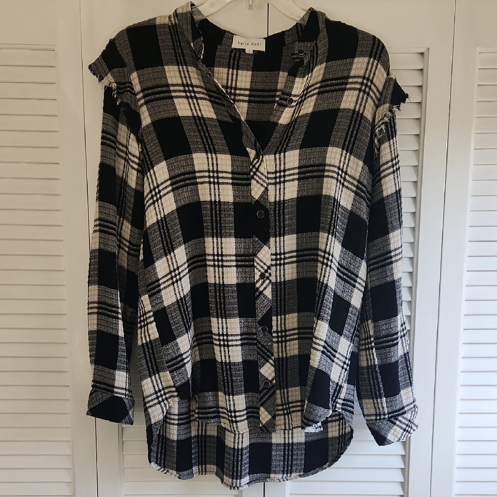 Bella Dahl Black and White Plaid Button Down Shirt
